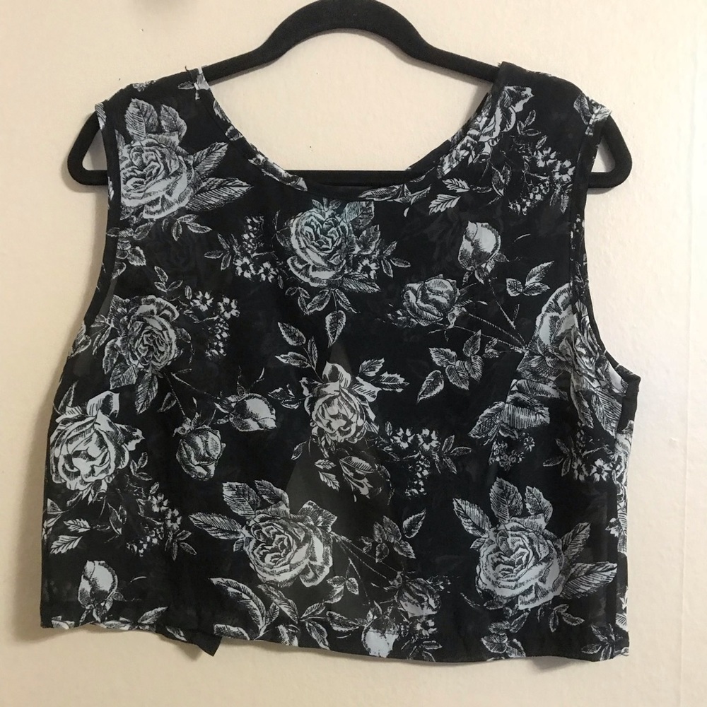 Sheer white roses crop top